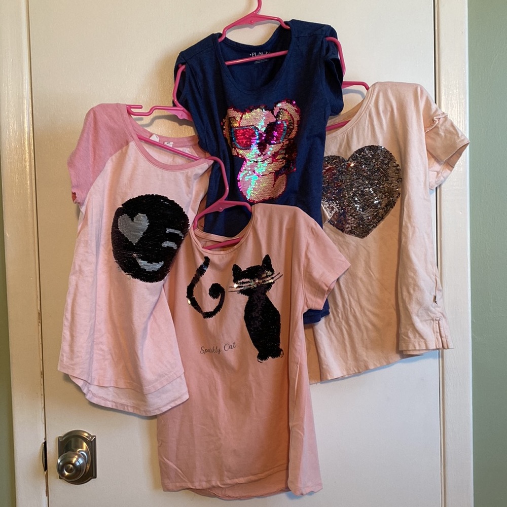Girls flip sequin t-shirts - 4 shirts from Gap, Zara and Children’s Place